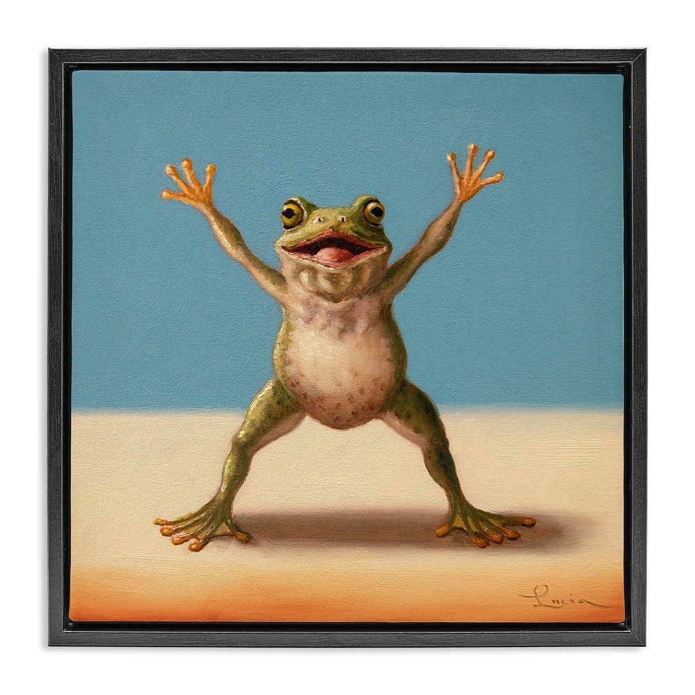 Stupell Motivational Exercise Frog Framed Floater Canvas Wall Art Design By Lucia Heffernan