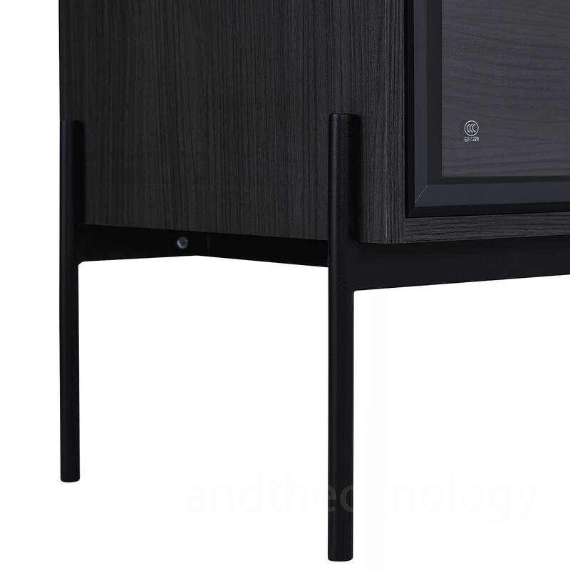 Tempered Glass Door Cabinet With Metal Legs
