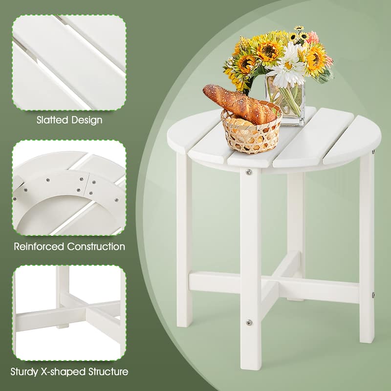 Gymax 2PCS 18''Adirondack Side Table Weather Resistant HDPE Garden
