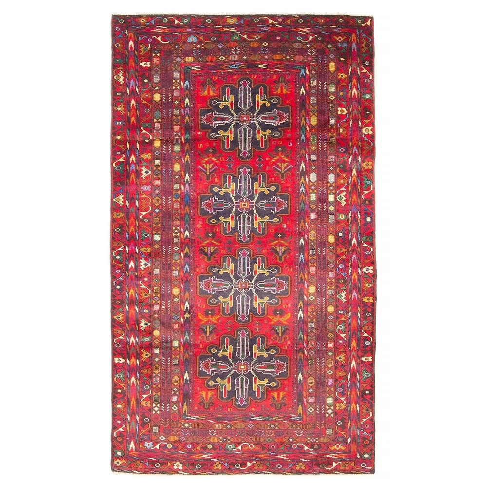 ECARPETGALLERY Hand-knotted Teimani Red Wool Rug - 3'7 x 6'5