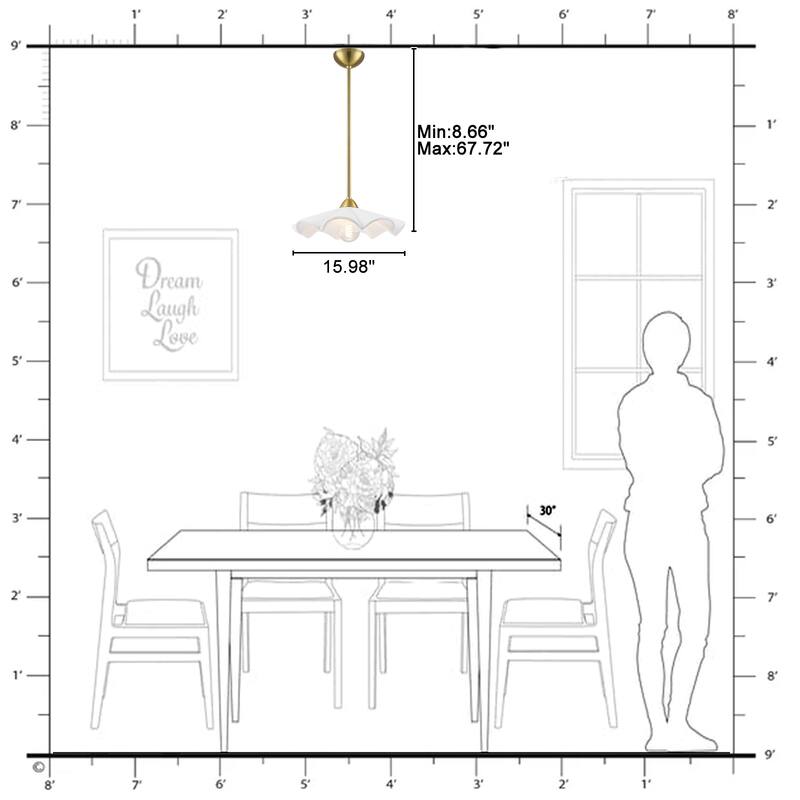 16-Inch White Ceramic Petal Pendant Light for Kitchen Dining Room - Dia.15.98-in