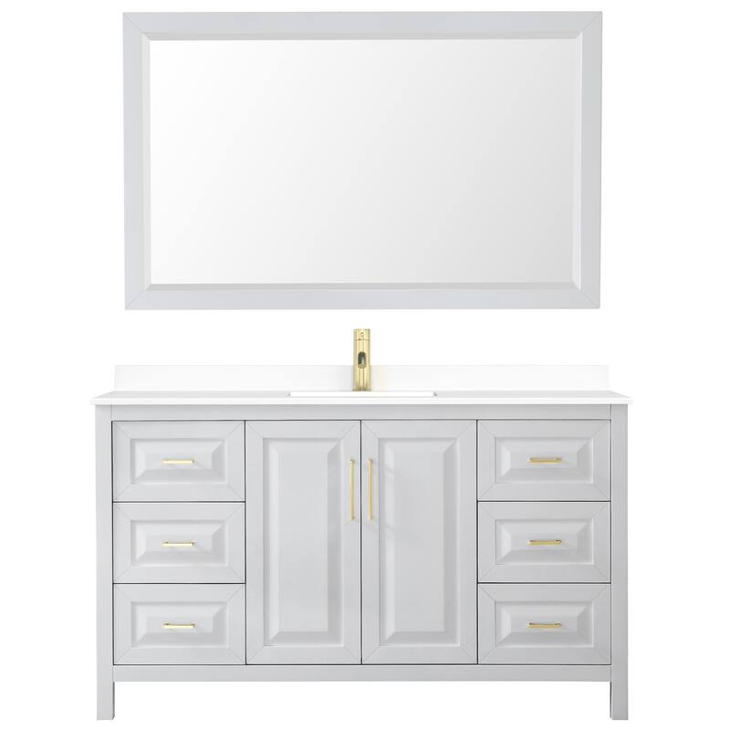 Daria 60 Inch Single Vanity, Cultured Marble Top, 58 Inch Mirror