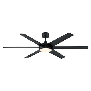 Fanimation Brawn 64 inch Indoor/Outdoor Smart Ceiling Fan with LED CCT Select Light Kit and Remote - Black