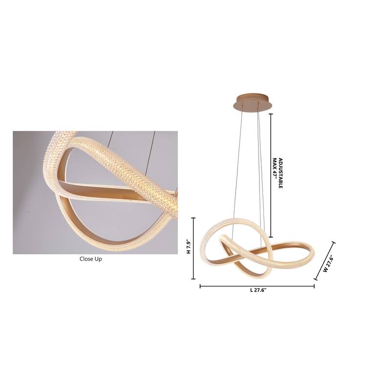 Gold Iron LED Chandelier With Clear Acrylic Diffusers