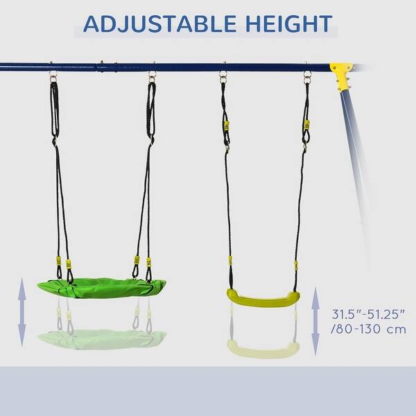 dimension image slide 1 of 2, Children's Playground Set, Adjustable Ropes, and Metal Frame