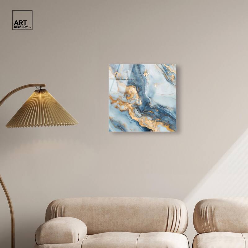 Golden Cloud Marble Acrylic by Art Remedy, Ready to Hang