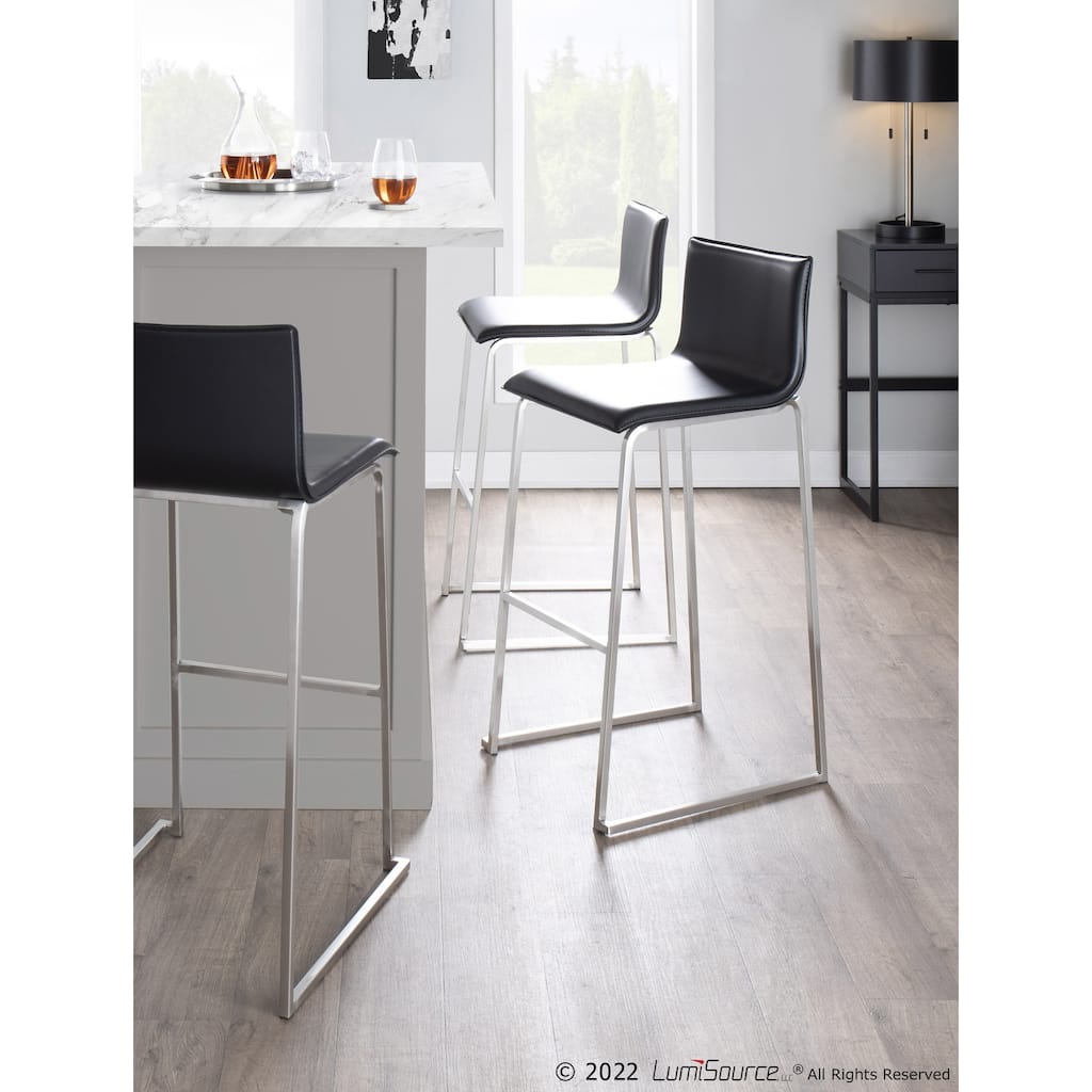 Silver Orchid Mara Upholstered 29" Fixed-Height Bar Stool - Set of 2