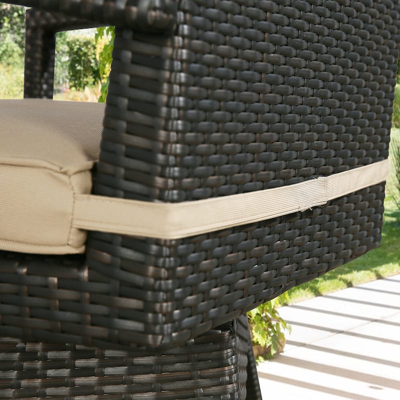 Outdoor Bar Height Stools, All-Weather Swivel Bar Stool with Cushion