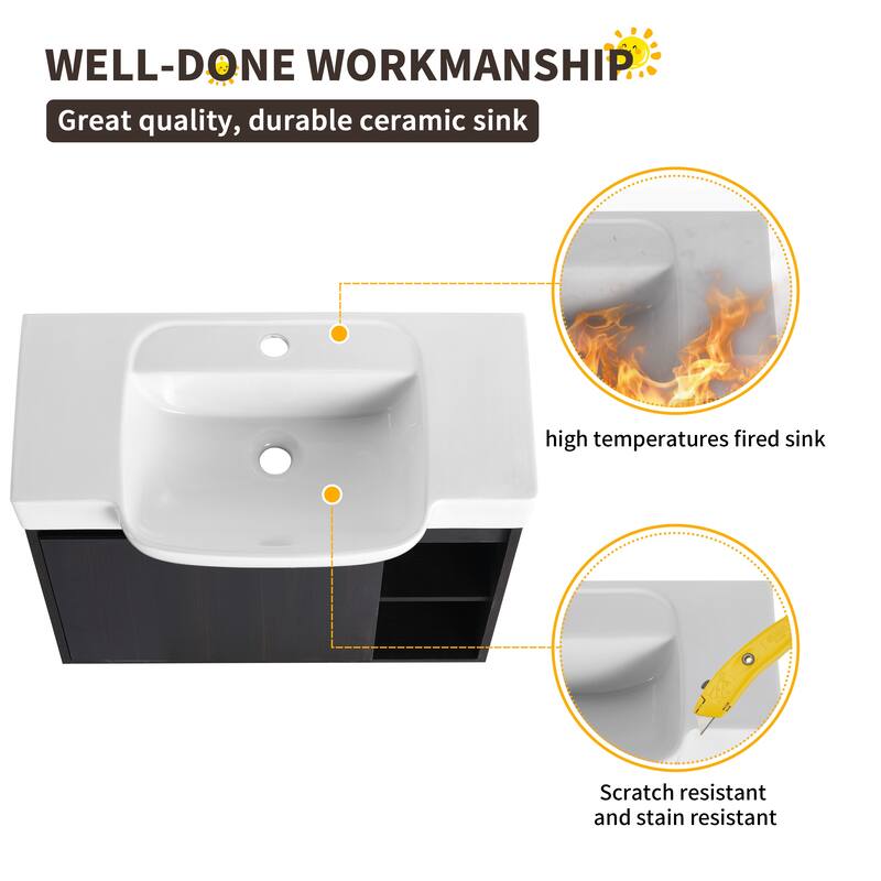 Beingnext 24"/28" Bathroom Vanity with Sink, Floating Bathroom Vanity with Soft Close Door and Shelf