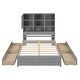 preview thumbnail 6 of 16, Full Size Platform Bed with Storage Headboard and 4 Drawers