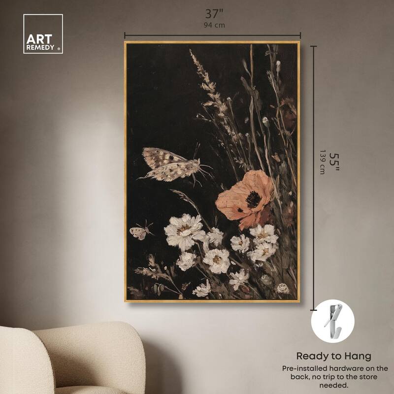 Poppy and Moth II Canvas by Art Remedy