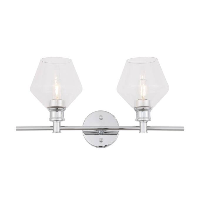 Gerald 2-Light Wall Sconce - 19.1/10.2 - 19.1/10.2 - Chrome/Clear
