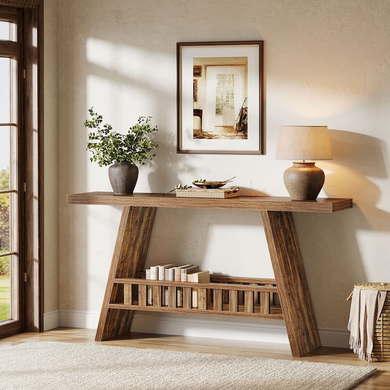 63 Inches Industrial Console Sofa Table for Living Room Entryway