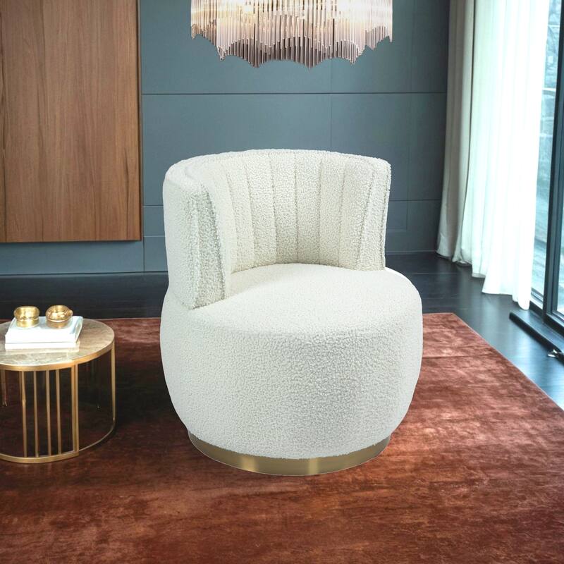 360 Swivel Barrel Chair, Velvet Modern Accent Chair, Upholstered Mid Century Comfy Arm Chair, Round Sherpa Side Chair