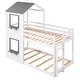 preview thumbnail 4 of 32, Twin over Twin Size Solid Wood Bunk Bed Wood Bed with Roof, Window, Guardrail, Ladder