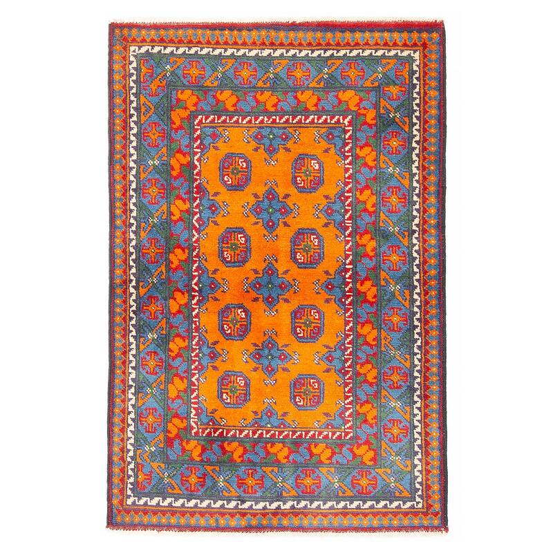 ECARPETGALLERY Hand-knotted Afghan Burnt Orange Wool Rug - 3'3 x 4'11 - Burnt Orange - 3'3 x 4'11