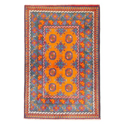 ECARPETGALLERY Hand-knotted Afghan Burnt Orange Wool Rug - 3'3 x 4'11