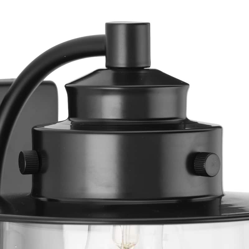 Northlake Collection Three-Light Matte Black Clear Glass Transitional Bath Light - 24 in x 7.5 in x 8 in