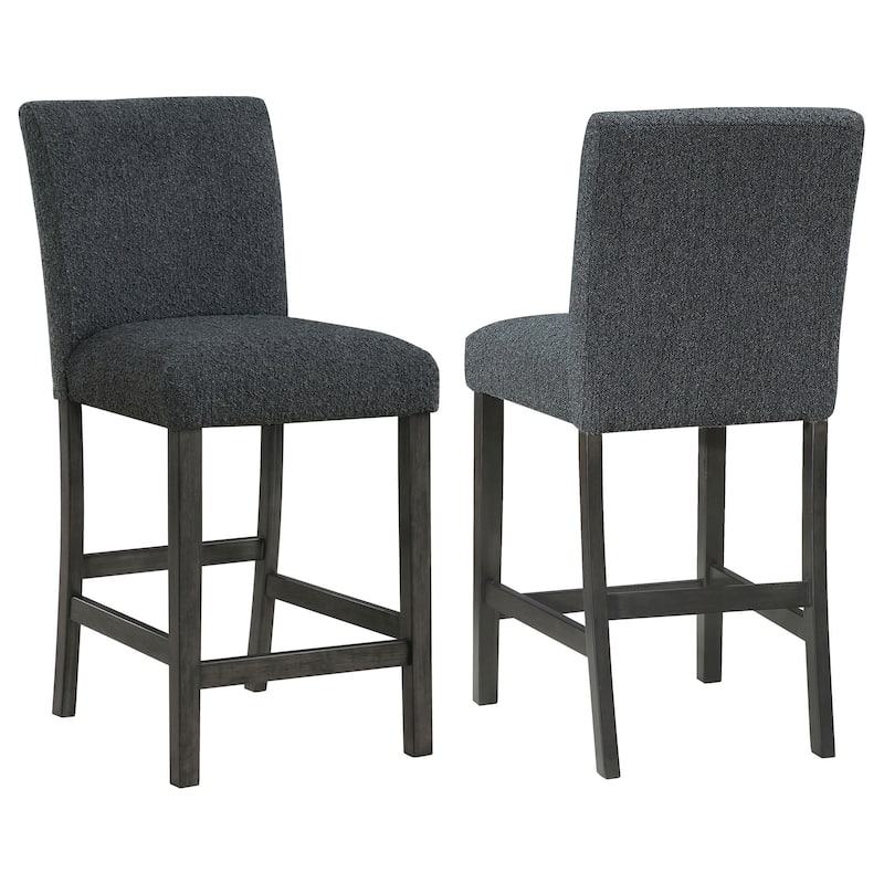 Alora Counter Height Dining Chair Set of 2, Black Boucle, Charcoal Gray