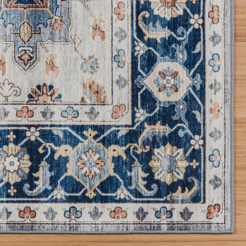 Gertmenian Crystal Print Washable Digital Printed Flat Pile Polyester Slip Resistant Area Rug Collection