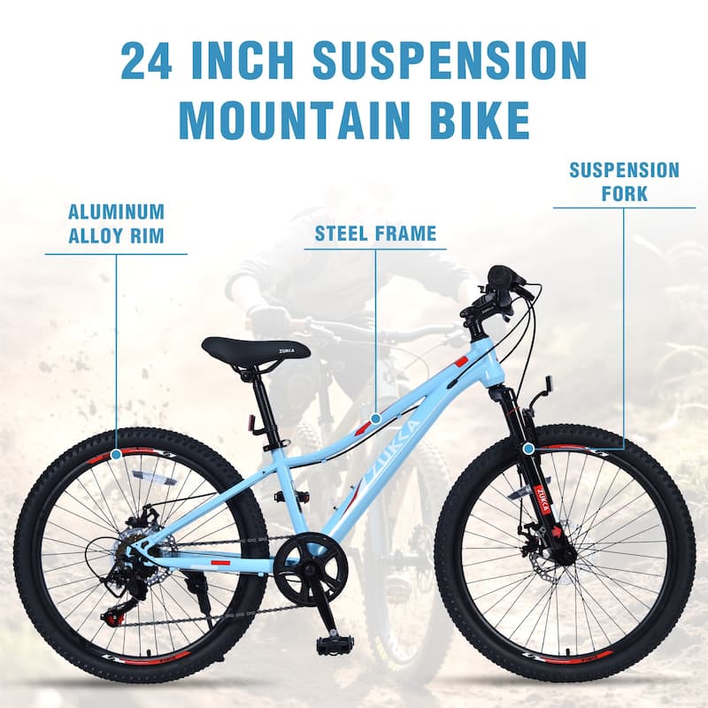 Mountain Bike for Girls and Boys Mountain 24 inch shimano 6-Speed bike