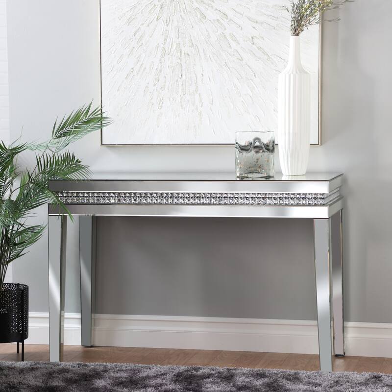Glass Mirrored Console Table - Silver - Roche River Decor - 20"W x 47"L x 32"H