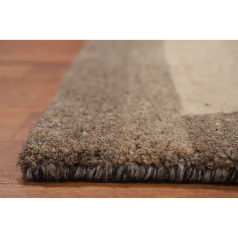 Hand Knotted Oriental 100% Wool Carpet Modern Modern Beige & Ivories Gabbeh Runner Rug - 4' 6'' X 2' 3''
