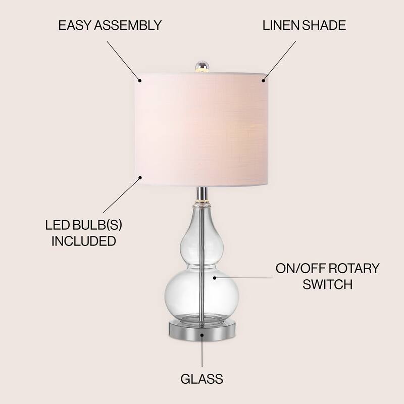 Anya 20.5" Mini Glass LED Table Lamp, Gray by JONATHAN Y