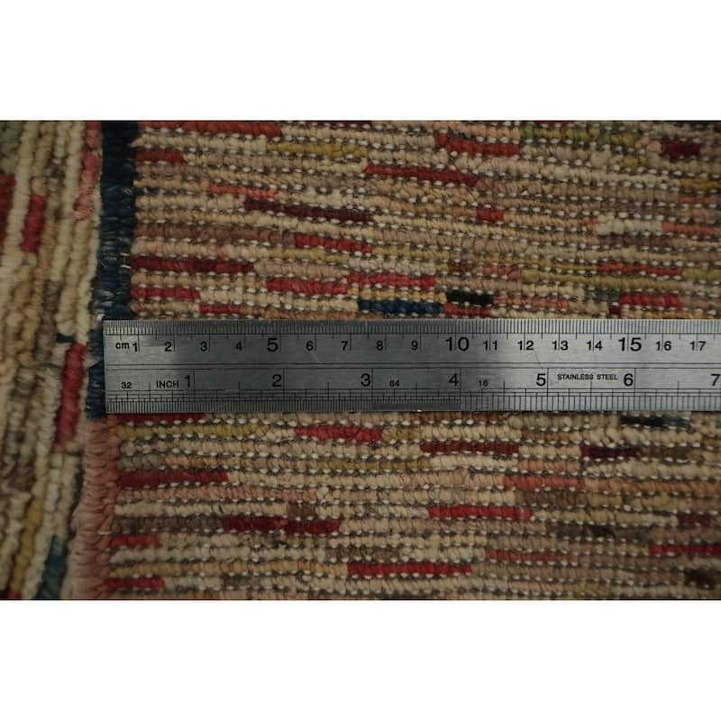 Hand Knotted Oriental 100% Wool Carpet Modern Contemporary Beige & Ivories Gabbeh Runner Rug - 9' 0'' X 2' 11''