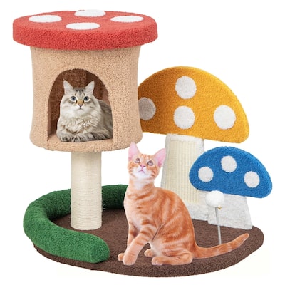 Costway 23.5 Inch Tall Mushroom Cat Activity Center with Scratching - See Details