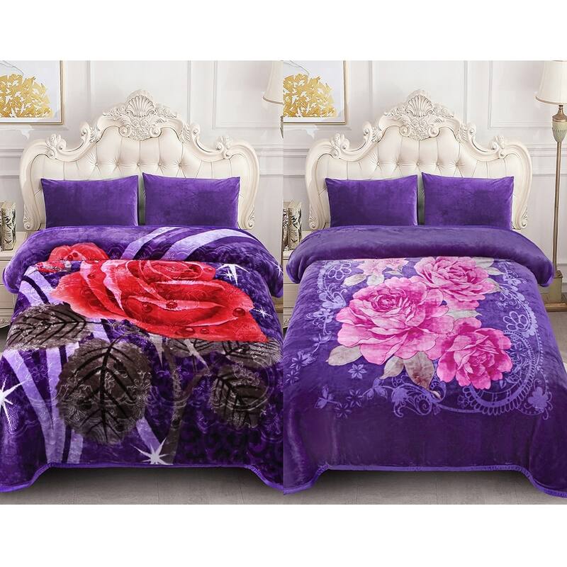 Raschel A&B Printed 2-ply Reversible Korean-style Plush Fleece Blanket