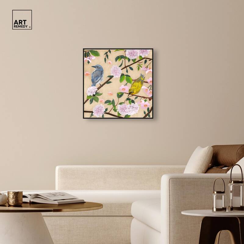 Birds Cuddle Canvas by Art Remedy