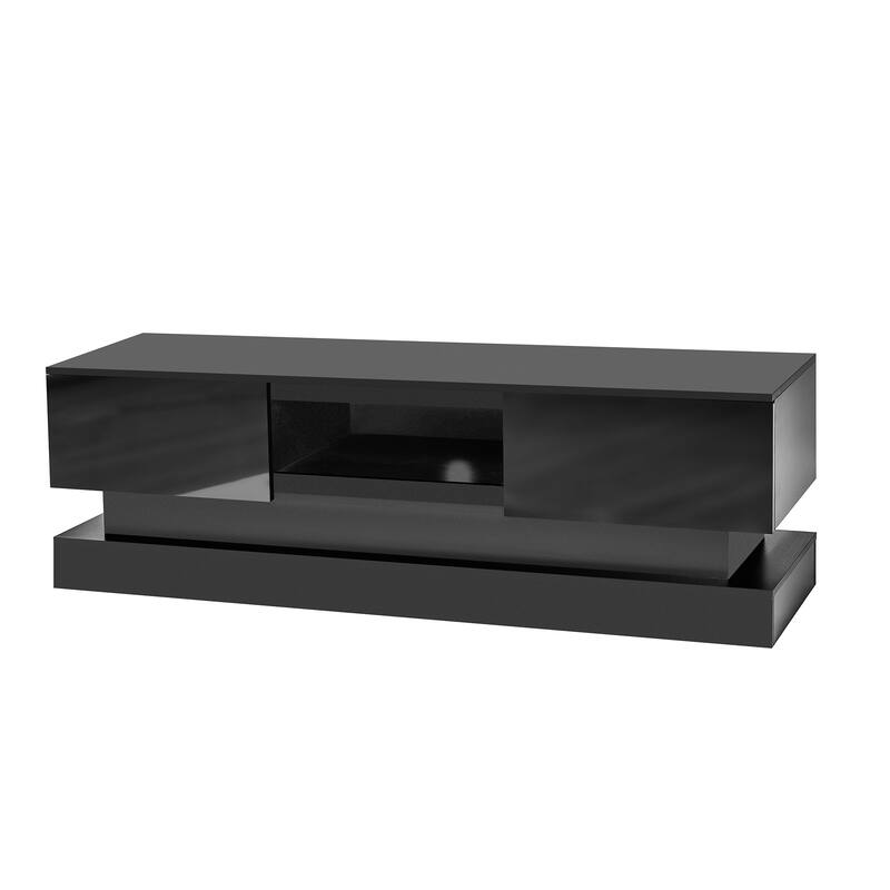63" TV Stand with Double-Layer & LED for TVs Up to 65"