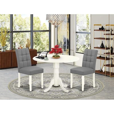Round Dining Table Set with 2 Chairs - Modern Kitchen Table & Chair Set - Linen White