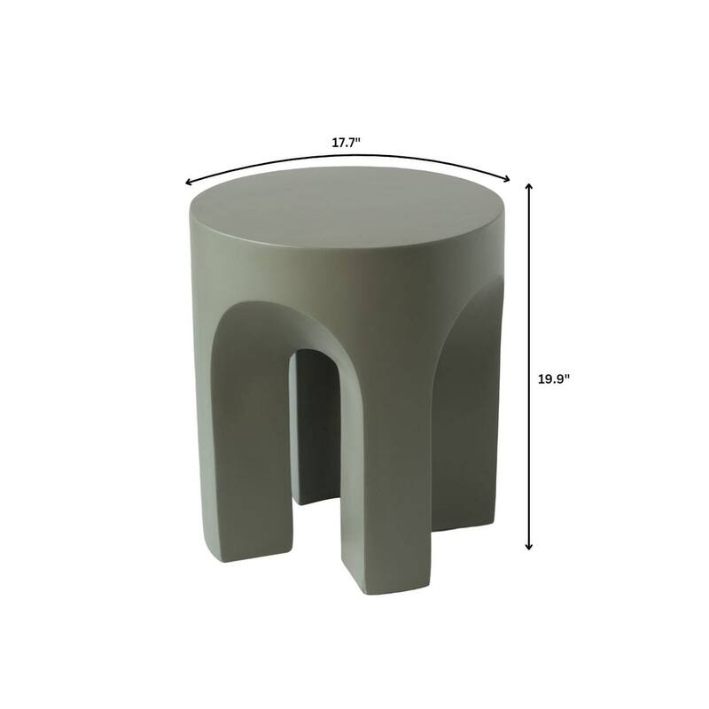 Round Side Table End Table in Fiberstone with Arch Design Base for Indoor and Outdoor