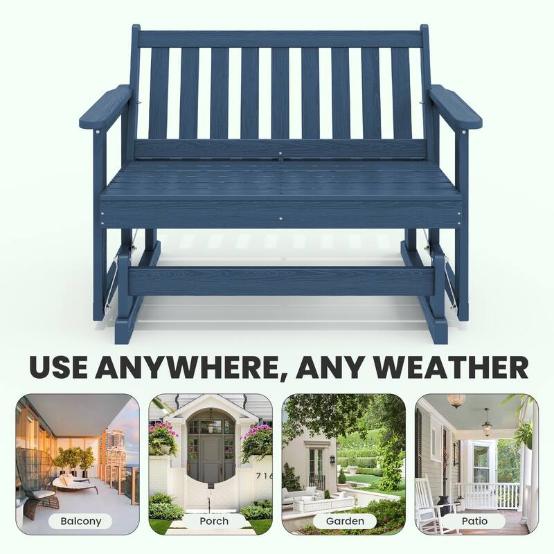 Outdoor Patio HDPE Glider Bench, Garden Rocking Bench