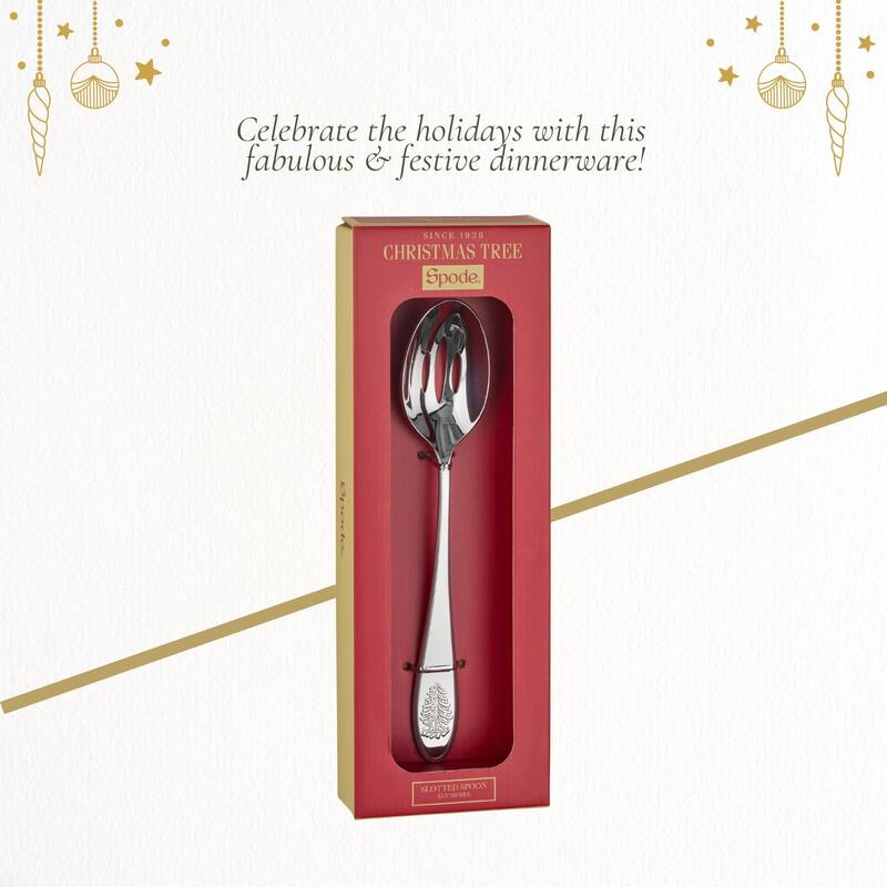Spode Christmas Tree Slotted Spoon - 10" L