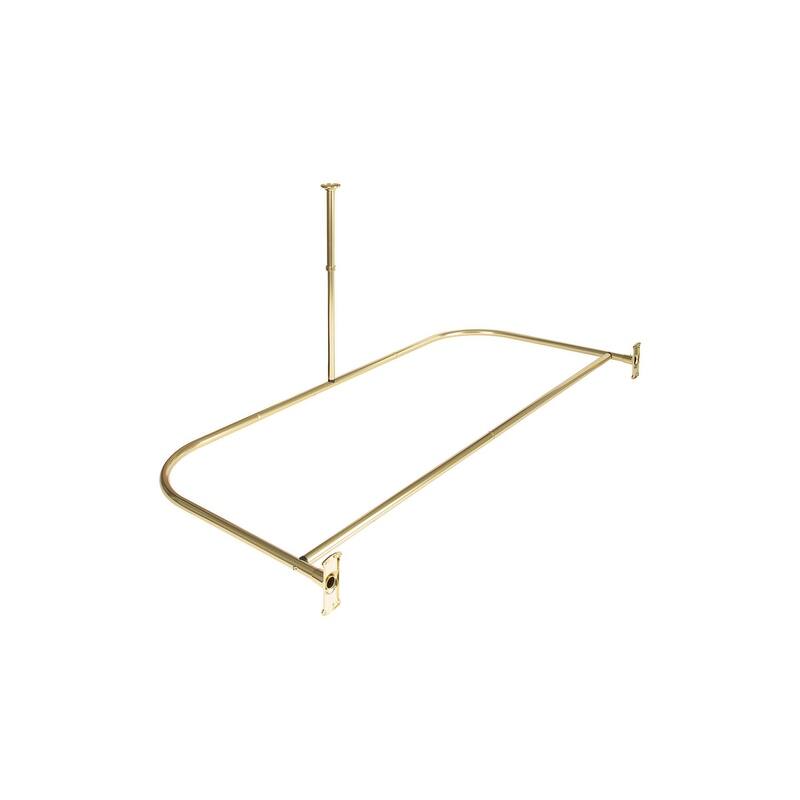 Utopia Alley Rustproof Aluminum D-shape Shower Rod With Ceiling Support for Freestanding Tubs, 60 * 25 in