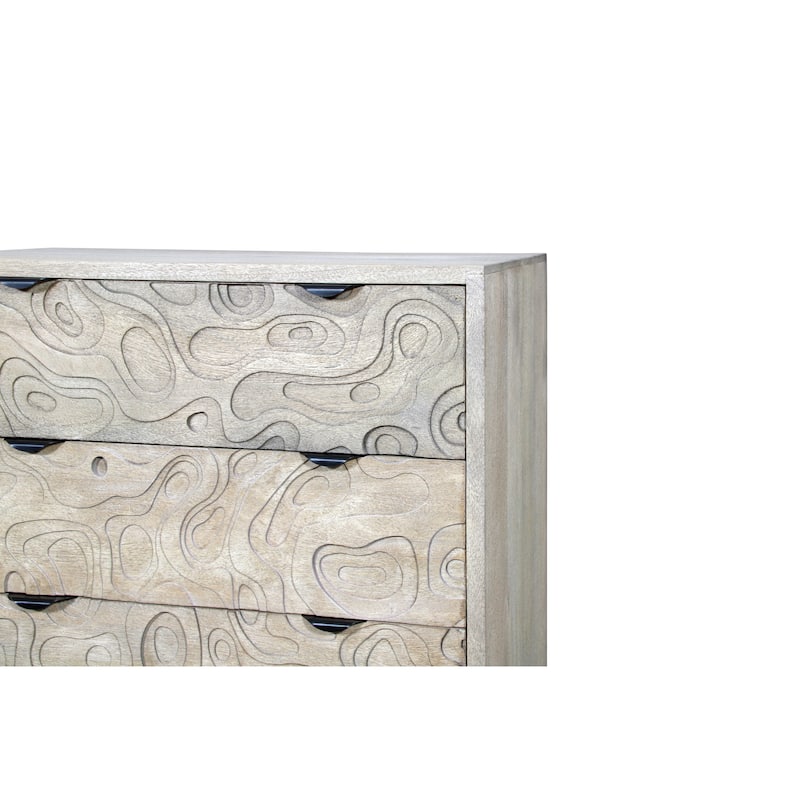 Solid Wood Carved Bedroom Chest with 5 Drawers