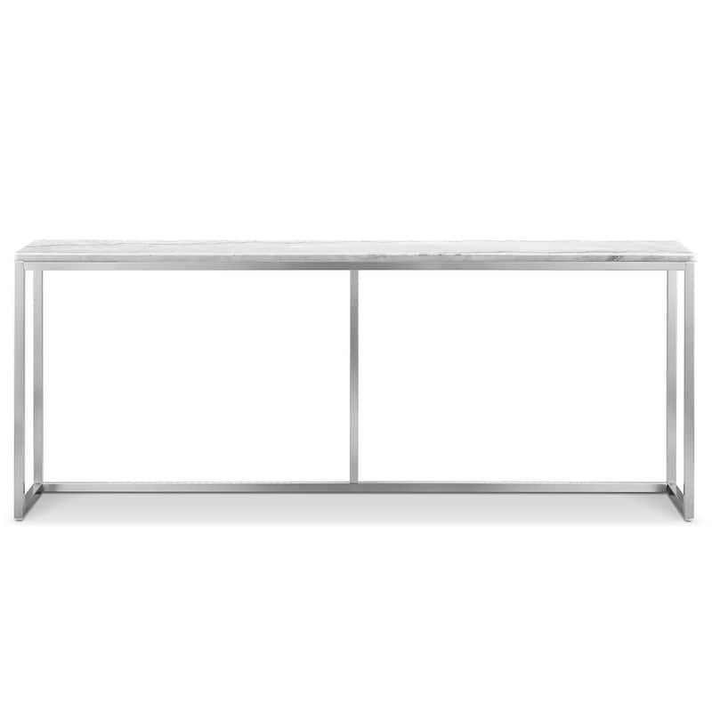 Magnussen Home Esme White Marble and Brushed Nickel Rectangular Sofa Table - 72''W x 12''D x 29''H