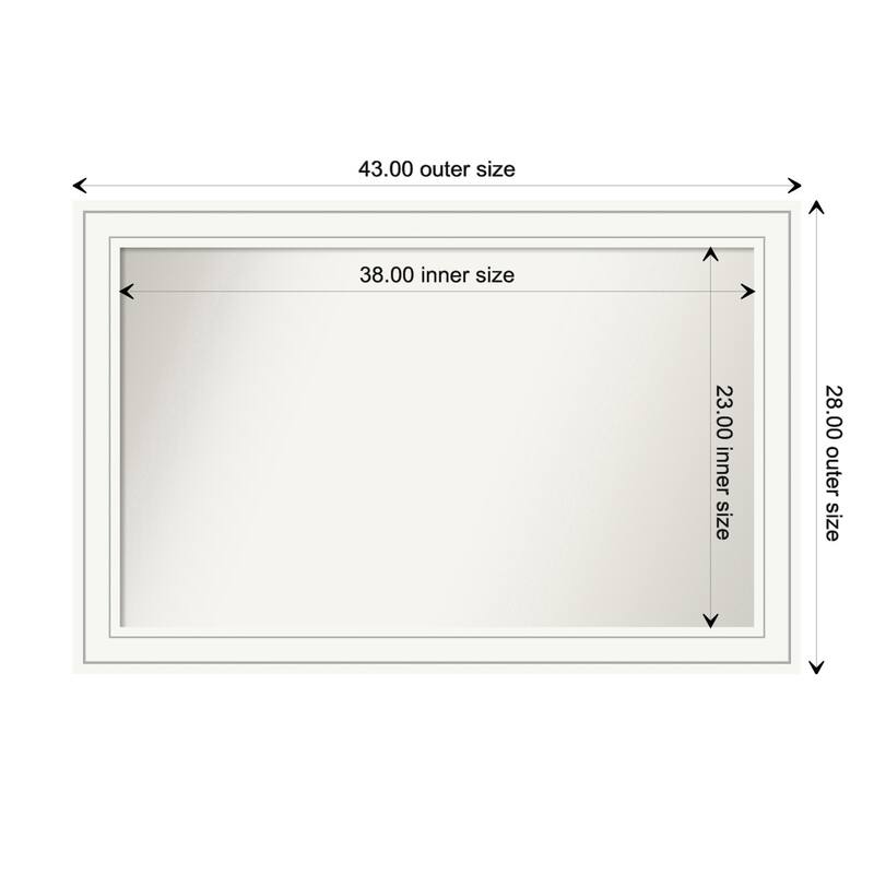Craftsman White Framed Non-Beveled Custom Wall Mirror, Bathroom Vanity Mirror - Outer Size: 43 x 28