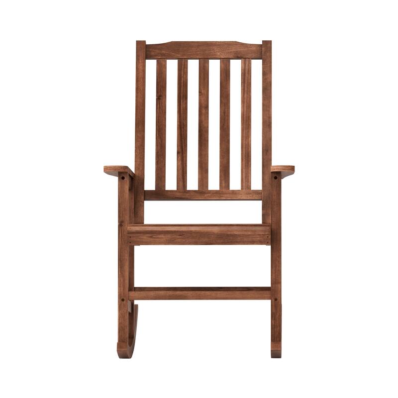 Acacia Wood Outdoor Rocking Chair, Traditional Porch Outdoor Rocker Chairs with Slatted - 43" H