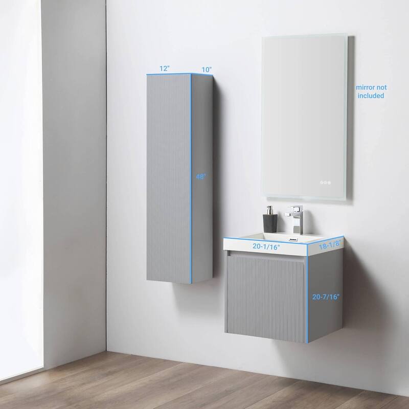 Blossom Positano 20" Floating Vanity with Sink & Side Cabinet