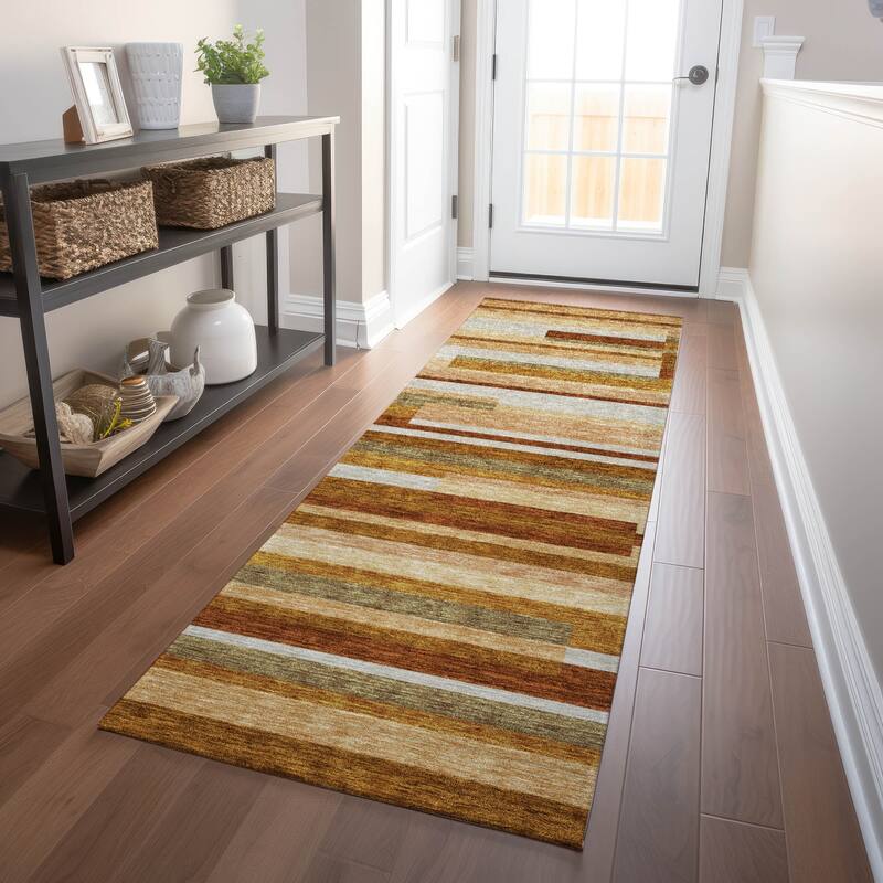 Premium Washable Super Soft Stripes Stacked Mayfield Rug - Paprika - 2' 3" x 7' 6" - Runner