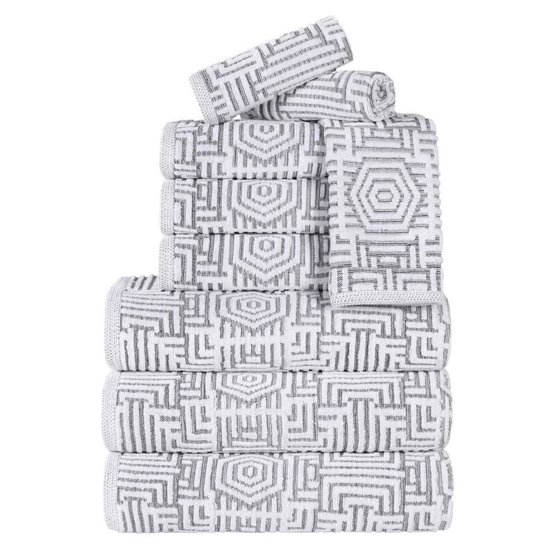 Superior Jasper Cotton Modern Jacquard Soft 9 Piece Bathroom Towel Set