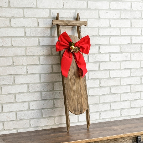 Poinsettia Decorative Wooden Christmas Sled. Opens flyout.