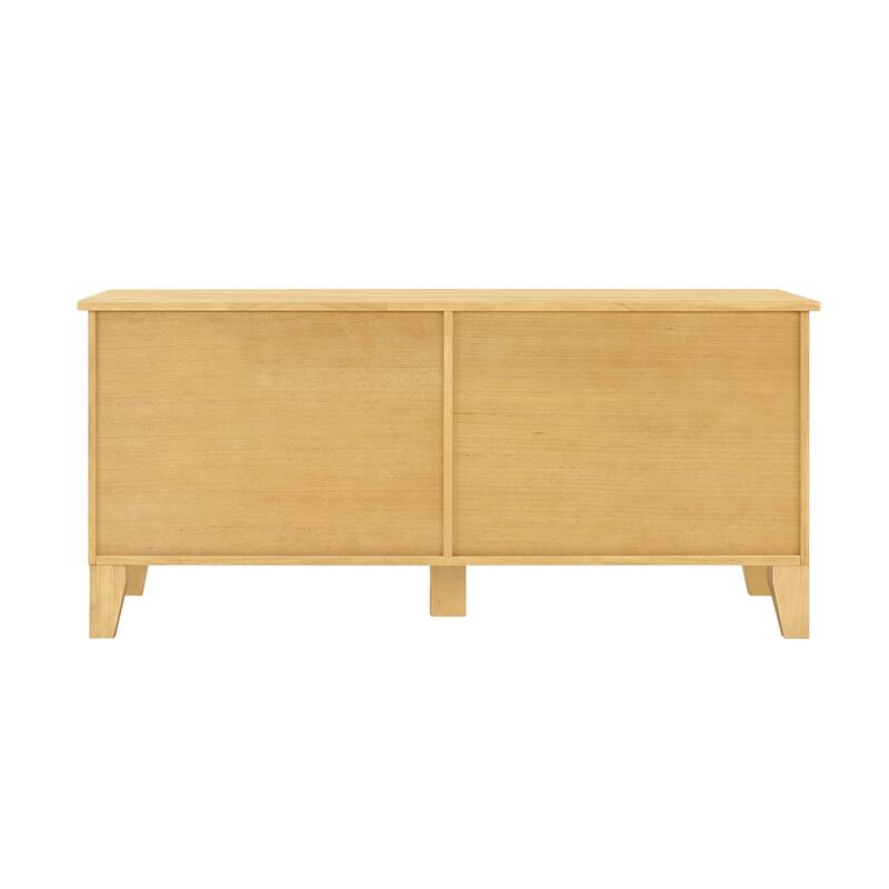 Christopher Knight Home - 47"W Rubber Wood Dog Crate Cabinet with Rattan Doors & Storage