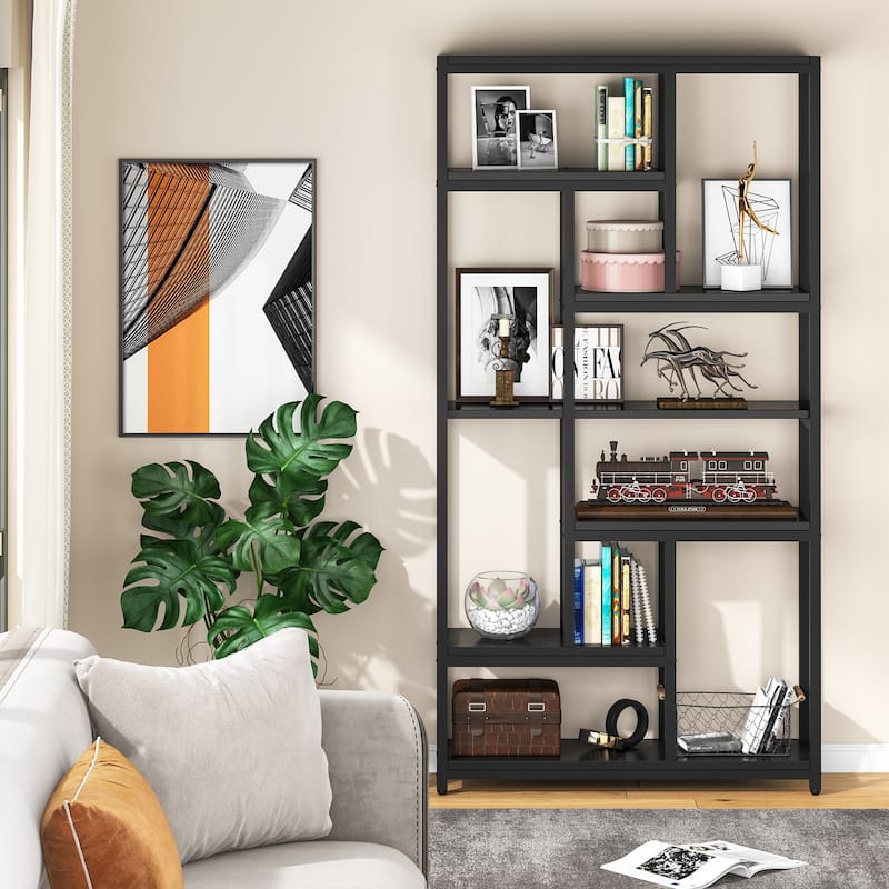 79 Inch Industrial Bookshelf, 7-Tier Vintage Bookcase for Home Office