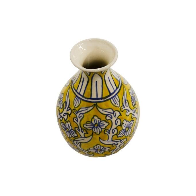 Home&Manor Ceramic Bottle Vase Yellow