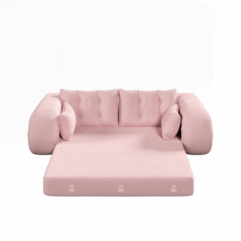 3-in-1 Teddy Fabric Foam-Filled Sleeper Sofa Bed